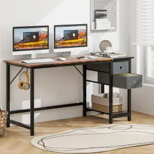 Costway 140 cm Home Office Desk Writing Desk Modern Computer Workstation with 2 Drawers