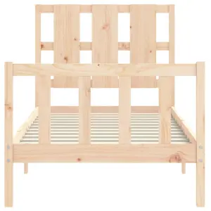 Berkfield Bed Frame with Headboard Small Single Solid Wood