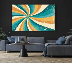 The Spiral Yellow And Blue Canvas Print Wall Art - Medium 20 x 32 Inches