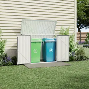 5.7 X 3.5 Grey Metal Shed Garden Storage Shed Pent Roof for Tool Trash Can Recycle Bin Debris