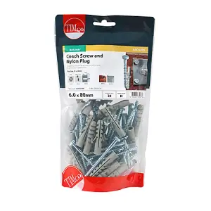 TIMCO Coach Screws Hex Head Silver  - 6.0 x 80