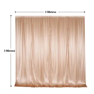 3x3 M Ice Silk Backdrop Curtain Photography Scenery for Christmas Events Decor, Rose Gold