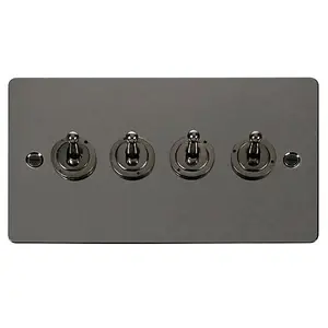 Flat Plate Black Nickel 4 Gang 2 Way 10AX Toggle Light Switch - SE Home