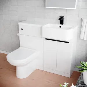 Nes Home Right Hand Black Handles Basin Vanity Unit With Tap, WC Unit & Toilet