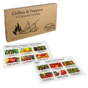 Pronto Seed Bumper Chillies & Pepper Seed Variety Pack. 12 Varieties, Over 110 Seeds