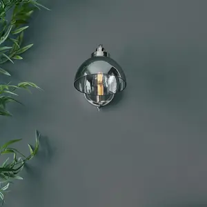 Luminosa Caspa Glass Wall Lamp, Bright Nickel Plate, Mirrored Glass