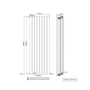 Rinse Bathrooms Vertical Radiators 1600x544mm Flat Panel Column Designer Radiator Black Double Radiators Central Heating