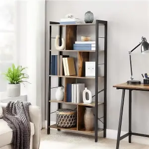 VASAGLE Bookshelf, Industrial Bookcase, Floor Standing Bookcase, Large 4-Tier Storage Rack in Living Room Office Study