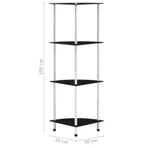 Berkfield 4-Tier Shelf Black 30x30x100 cm Tempered Glass