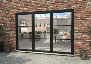 Green & Taylor Heritage Black Aluminium External Bi-folding Doors - 3 Left - 2990 x 2090mm (WxH)