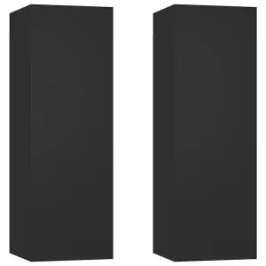 Berkfield TV Cabinets 2 pcs Black 30.5x30x90 cm Engineered Wood