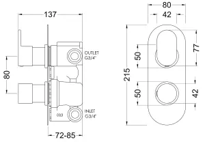 Current Concealed Round Twin Valve with Multi Function Slide Rail Kit, Arm & Head Shower Bundle - Chrome - Balterley