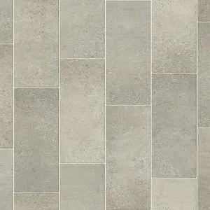 Grey Modern Tile Effect Anti-Slip Vinyl Flooring for Home, Shops, Offices, 3.8mm Thick Vinyl Sheet-2m(6'6") X 2m(6'6")-4m²