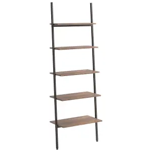 Berkfield 5-Tier Leaning Shelf Dark Brown and Black 64x34x185.5 cm