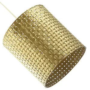 Tweed Lattice Metal Pendant Lighting Shade in Bright Gold with Small Square Gaps