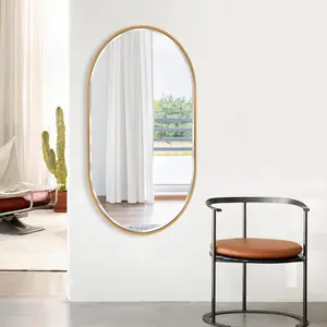 Chaya Metal Flat Wall Mirror SATIN BRASS/bevel edge / 152cm H x 56cm W