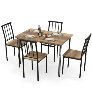 Costway 5-Piece Dining Table Set Kitchen Table 4 Chairs Set with Metal Frame