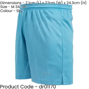 M ADULT Elastic Lightweight Football Training Shorts - Plain SKY BLUE 34-36"