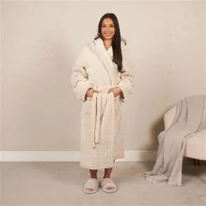 Brentfords Teddy Marl Dressing Gown - Natural