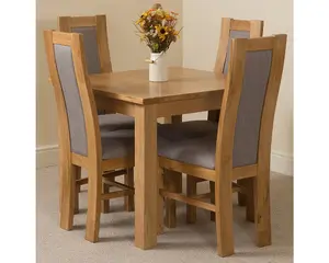 Oslo 90 x 90 cm Oak Small Dining Table and 4 Chairs Dining Set with Stanford Oak Chairs