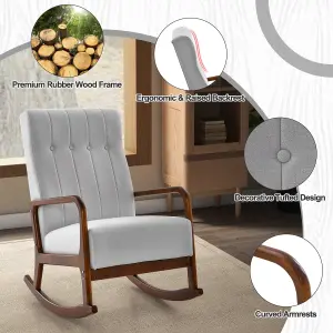 Costway Rocking Chair with Ottoman Upholstered Fabric Tufted Glider Chair & Footrest Set