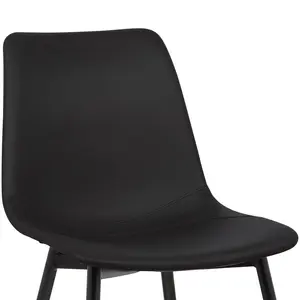 Bixler Contemporary Armless Upholstered Dining Chair with Black Metal Legs Black