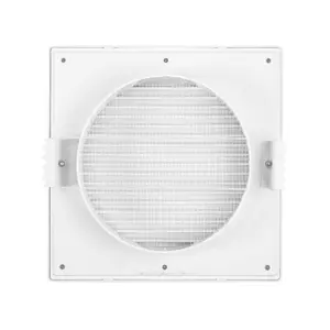 White Air Vent Grille/duct covers with Fly Screen / Anti-Insect Mesh,no screws visible-separate backplate (100mm x100mm round)