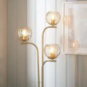 Anson Lighting Iowa  3 Light Satin Brass Floor Light