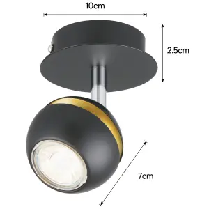 Austin Single Round Black and Gold Spotlight by Arlec