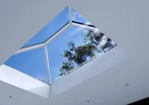 Brett Martin Roof Lantern 2500mm x 2000mm, 4-pane, Self-Clean Clear Glass, Grey External, White Internal Aluminium Frame