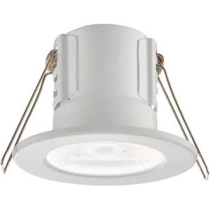 Tool-less Recessed Bathroom IP65 Downlight - 8.5W Cool White LED - Matt White