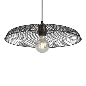 First Choice Lighting Set of 2 Cassidy Large Black Mesh Easy Fit Metal Pendant Shades