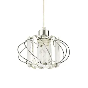 Modern Pendant Lamp Shade with Clear Acrylic Rectangular Prims and Chrome Frame