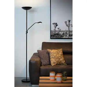 Lucide Zenith Modern Floor Reading Lamp - LED Dim. - 3000K - Black