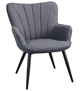 Yaheetech Grey Modern Pleated Curved Back Fabric Accent Chair Upholstered Armchair