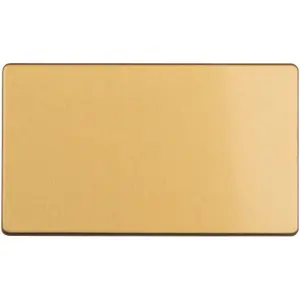 Double SCREWLESS SATIN BRASS Blanking Plate Round Edged Wall Box Hole Cover