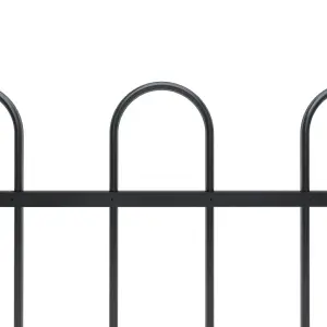 Berkfield Garden Fence with Hoop Top Steel 10.2x0.6 m Black