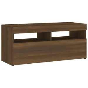 Berkfield TV Cabinet with LED Lights Brown Oak 90x35x40 cm