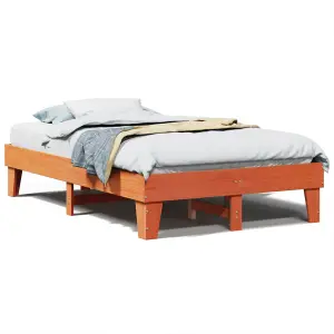 Berkfield Bed Frame without Mattress Wax Brown 135x190 cm Double Solid Wood Pine