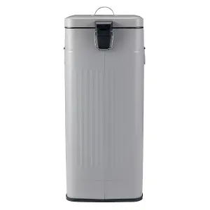 30L Steel Square Retro Kitchen Pedal Waste Bin Light Grey