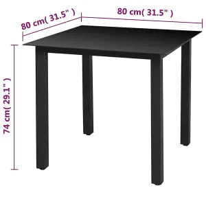 Berkfield Garden Table Black 80x80x74 cm Aluminium and Glass