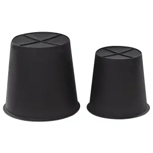 Set of 2 Plant Pots CEDRUS PE Rattan Black