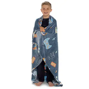 RJM Glow In The Dark Gaming Fleece Blanket Navy (One Size)