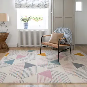 Pastel Multicolour Diamond Geometric Living Area Rug 120x170cm