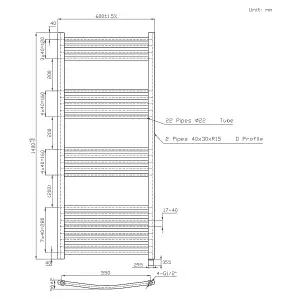 Right Radiators Prefilled Electric Curved Heated Towel Rail Bathroom Ladder Warmer Rads - Chrome 1400x600 mm