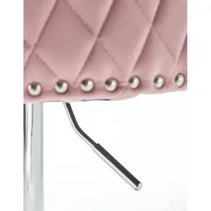 Portland Swivel Upholstered Adjustable Height Counter Stool with Metal Frame Pink