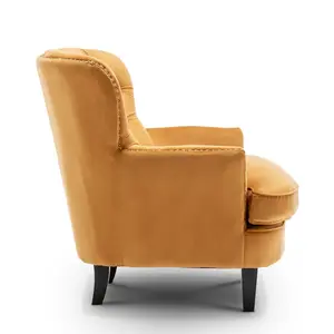 Velvet Gold Buttoned Ava Accent Chair