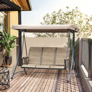 Outsunny 3 Seat Fabric Backyard Balcony Patio Swing Chair with Canopy Top