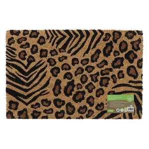 Eco-Friendly Latex Backed Coir Door Mat, Animal Print