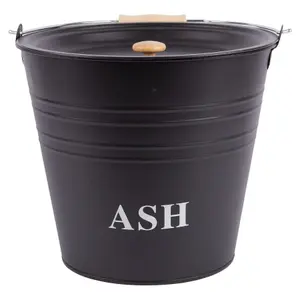 Blackspur - Cast Iron Ash Bucket with Lid - 12L - Black